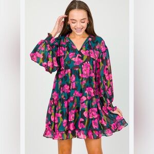 Jodifl Bella Watercolor Whimsical Babydoll Valentine’s Day Mini Dress NWT L